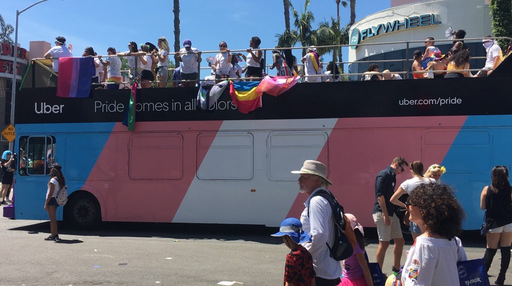 Uber bus LA pride parade